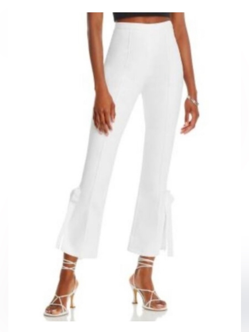 cinq a sept white capri jeans with bow